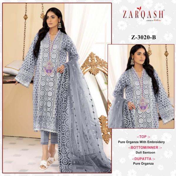 Zarqash Z 3020 Designer Organza Heavy Pakistani Suit Collection